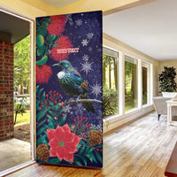 Tui Meri Kirihimete Personalised Door Cover Pohutukawa Flowers Blue Motif LT9 - Polynesian Pride