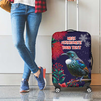 Tui Meri Kirihimete Personalised Luggage Cover Pohutukawa Flowers Blue Motif LT9 - Polynesian Pride