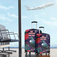 Tui Meri Kirihimete Personalised Luggage Cover Pohutukawa Flowers Blue Motif LT9 - Polynesian Pride