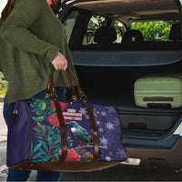 Tui Meri Kirihimete Personalised Travel Bag Pohutukawa Flowers Blue Motif LT9 - Polynesian Pride