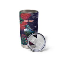 Tui Meri Kirihimete Personalised Tumbler Cup Pohutukawa Flowers Blue Motif LT9 - Polynesian Pride