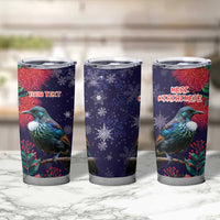Tui Meri Kirihimete Personalised Tumbler Cup Pohutukawa Flowers Blue Motif LT9 - Polynesian Pride
