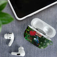 Tui Meri Kirihimete Personalised AirPods Case Pohutukawa Flowers Green Motif LT9 - Polynesian Pride