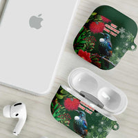 Tui Meri Kirihimete Personalised AirPods Case Pohutukawa Flowers Green Motif LT9 - Polynesian Pride
