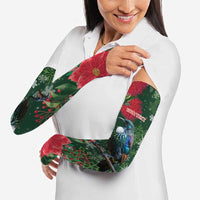 Tui Meri Kirihimete Personalised Arm Sleeves Pohutukawa Flowers Green Motif LT9 - Polynesian Pride