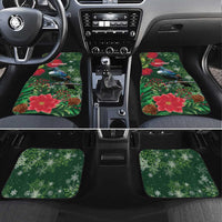 Tui Meri Kirihimete Personalised Car Mats Pohutukawa Flowers Green Motif LT9 Set 4pcs Green - Polynesian Pride