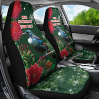 Tui Meri Kirihimete Personalised Car Seat Cover Pohutukawa Flowers Green Motif LT9 - Polynesian Pride
