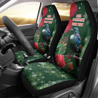 Tui Meri Kirihimete Personalised Car Seat Cover Pohutukawa Flowers Green Motif LT9 - Polynesian Pride