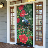 Tui Meri Kirihimete Personalised Door Cover Pohutukawa Flowers Green Motif LT9 - Polynesian Pride