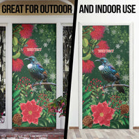 Tui Meri Kirihimete Personalised Door Cover Pohutukawa Flowers Green Motif LT9 - Polynesian Pride