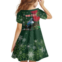 Tui Meri Kirihimete Personalised Family Matching Off Shoulder Maxi Dress and Hawaiian Shirt Pohutukawa Flowers Green Motif LT9 - Polynesian Pride