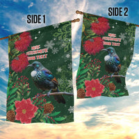 Tui Meri Kirihimete Personalised Garden Flag Pohutukawa Flowers Green Motif LT9 - Polynesian Pride