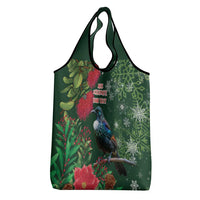 Tui Meri Kirihimete Personalised Grocery Bag Pohutukawa Flowers Green Motif LT9 - Polynesian Pride