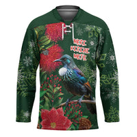 Tui Meri Kirihimete Personalised Hockey Jersey Pohutukawa Flowers Green Motif LT9 Unisex Green - Polynesian Pride