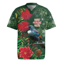 Tui Meri Kirihimete Personalised Rugby Jersey Pohutukawa Flowers Green Motif LT9 Green - Polynesian Pride