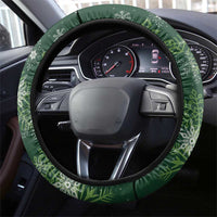 Tui Meri Kirihimete Steering Wheel Cover Pohutukawa Flowers Green Motif LT9 - Polynesian Pride