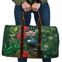 Tui Meri Kirihimete Personalised Travel Bag Pohutukawa Flowers Green Motif LT9 Green - Polynesian Pride