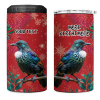 Tui Meri Kirihimete Personalised 4 in 1 Can Cooler Tumbler Pohutukawa Flowers Red Motif LT9 One Size: 16 oz Red - Polynesian Pride