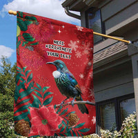 Tui Meri Kirihimete Personalised Garden Flag Pohutukawa Flowers Red Motif LT9 - Polynesian Pride