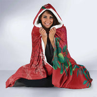 Tui Meri Kirihimete Personalised Hooded Blanket Pohutukawa Flowers Red Motif LT9 - Polynesian Pride