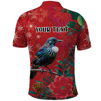 Tui Meri Kirihimete Personalised Polo Shirt Pohutukawa Flowers Red Motif LT9 - Polynesian Pride