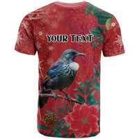 Tui Meri Kirihimete Personalised T Shirt Pohutukawa Flowers Red Motif LT9 - Polynesian Pride