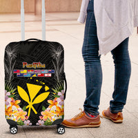 Pasifika Vibes Festival 2024 Luggage Cover Kanaka Maoli With Hawaiian Islands LT9 Black - Polynesian Pride