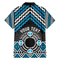 Personalised Aotearoa Niho Taniwha Motif Family Matching Off Shoulder Maxi Dress and Hawaiian Shirt Blue Style LT9 - Polynesian Pride