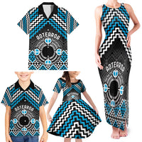 Personalised Aotearoa Niho Taniwha Motif Family Matching Tank Maxi Dress and Hawaiian Shirt Blue Style LT9 - Polynesian Pride