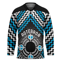 Personalised Aotearoa Niho Taniwha Motif Hockey Jersey Blue Style - Polynesian Pride