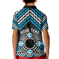 Personalised Aotearoa Niho Taniwha Motif Kid Polo Shirt Blue Style