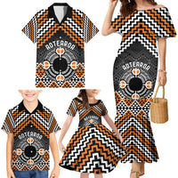 Personalised Aotearoa Niho Taniwha Motif Family Matching Mermaid Dress and Hawaiian Shirt Gold Style LT9 - Polynesian Pride