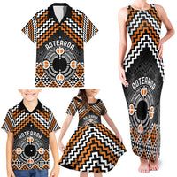 Personalised Aotearoa Niho Taniwha Motif Family Matching Tank Maxi Dress and Hawaiian Shirt Gold Style LT9 - Polynesian Pride
