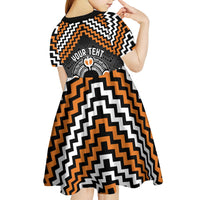 Personalised Aotearoa Niho Taniwha Motif Kid Short Sleeve Dress Gold Style