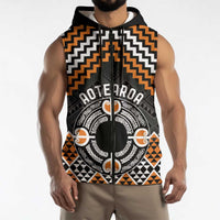 Personalised Aotearoa Niho Taniwha Motif Sleeveless Zip Hoodie Gold Style - Polynesian Pride