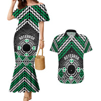 Personalised Aotearoa Niho Taniwha Motif Couples Matching Mermaid Dress and Hawaiian Shirt Green Style LT9 Green - Polynesian Pride