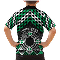 Personalised Aotearoa Niho Taniwha Motif Family Matching Mermaid Dress and Hawaiian Shirt Green Style LT9 - Polynesian Pride
