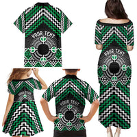 Personalised Aotearoa Niho Taniwha Motif Family Matching Puletasi and Hawaiian Shirt Green Style LT9 - Polynesian Pride