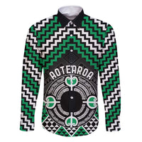 Personalised Aotearoa Niho Taniwha Motif Family Matching Summer Maxi Dress and Hawaiian Shirt Green Style LT9 Dad's Shirt - Long Sleeve Green - Polynesian Pride
