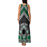 Personalised Aotearoa Niho Taniwha Motif Family Matching Tank Maxi Dress and Hawaiian Shirt Green Style LT9 - Polynesian Pride