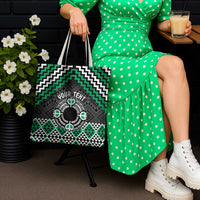 Personalised Aotearoa Niho Taniwha Motif Tote Bag Green Style - Polynesian Pride