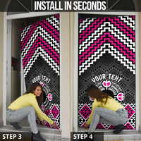Personalised Aotearoa Niho Taniwha Motif Door Cover Pink Style - Polynesian Pride