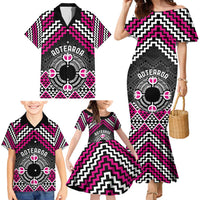 Personalised Aotearoa Niho Taniwha Motif Family Matching Mermaid Dress and Hawaiian Shirt Pink Style LT9 - Polynesian Pride