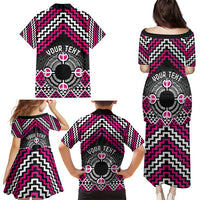 Personalised Aotearoa Niho Taniwha Motif Family Matching Puletasi and Hawaiian Shirt Pink Style LT9 - Polynesian Pride
