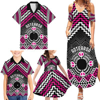 Personalised Aotearoa Niho Taniwha Motif Family Matching Summer Maxi Dress and Hawaiian Shirt Pink Style LT9 - Polynesian Pride