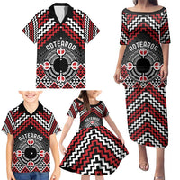 Personalised Aotearoa Niho Taniwha Motif Family Matching Puletasi and Hawaiian Shirt Red Style LT9 - Polynesian Pride
