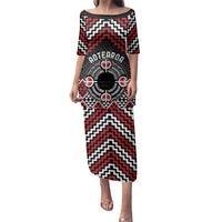 Personalised Aotearoa Niho Taniwha Motif Family Matching Puletasi and Hawaiian Shirt Red Style LT9 Mom's Dress Red - Polynesian Pride