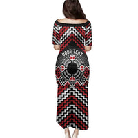 Personalised Aotearoa Niho Taniwha Motif Family Matching Puletasi and Hawaiian Shirt Red Style LT9 - Polynesian Pride