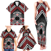 Personalised Aotearoa Niho Taniwha Motif Family Matching Tank Maxi Dress and Hawaiian Shirt Red Style LT9 - Polynesian Pride