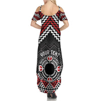 Personalised Aotearoa Niho Taniwha Motif Summer Maxi Dress Red Style